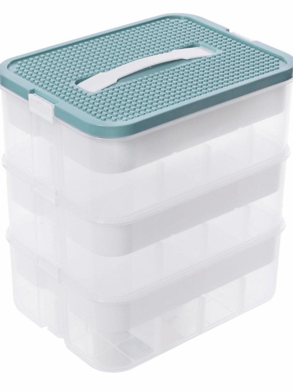 3 Tier Stackable Toy Craft Storage Organizer Box Dividers Handle 12L Green
